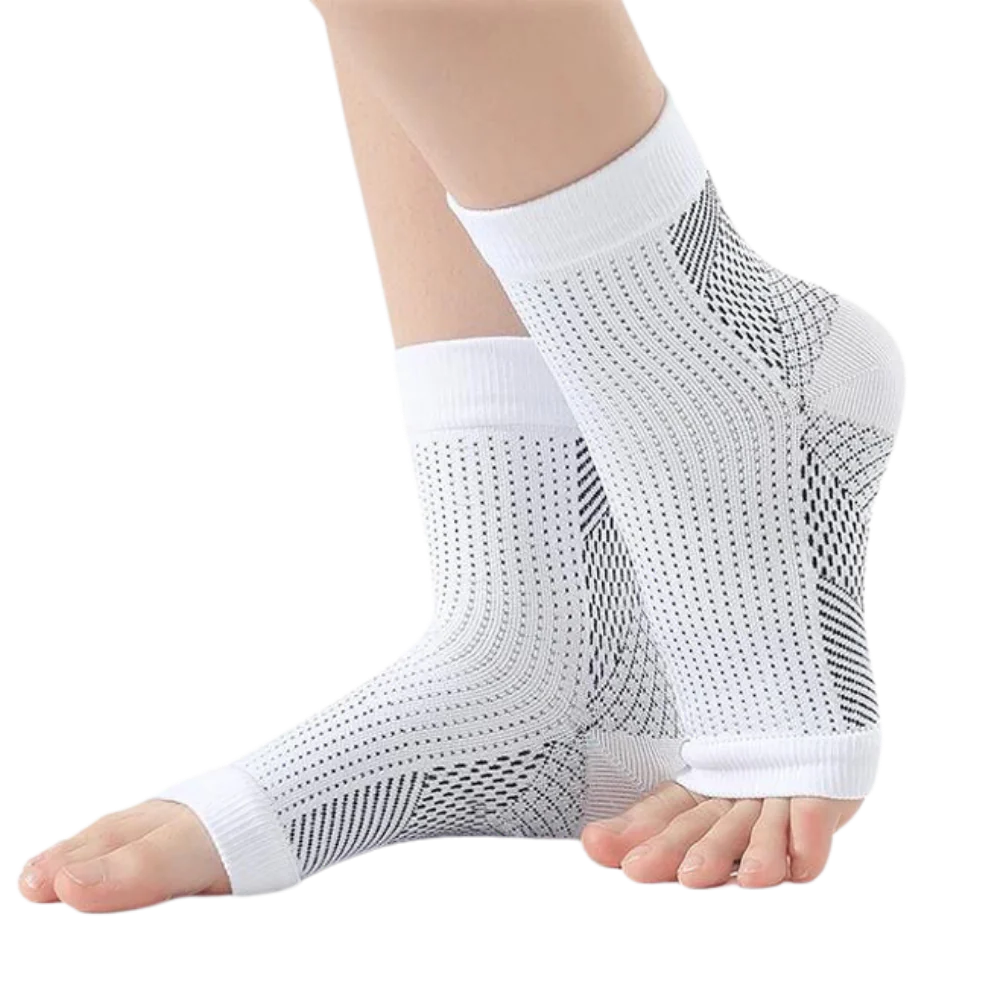 Compression Support Socks with Open-Toe Design and Non-Slip Fit