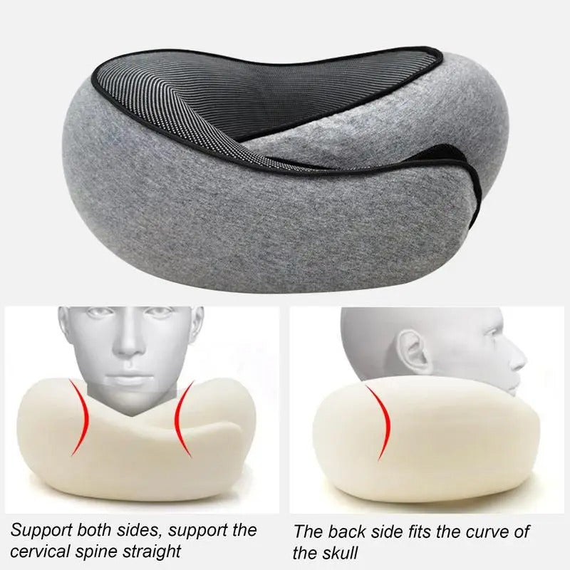 Ergonomic Travel Neck Pillow – Memory Foam Support for Airplane & Car