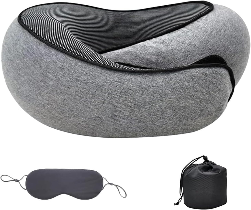 Ergonomic Travel Neck Pillow – Memory Foam Support for Airplane & Car