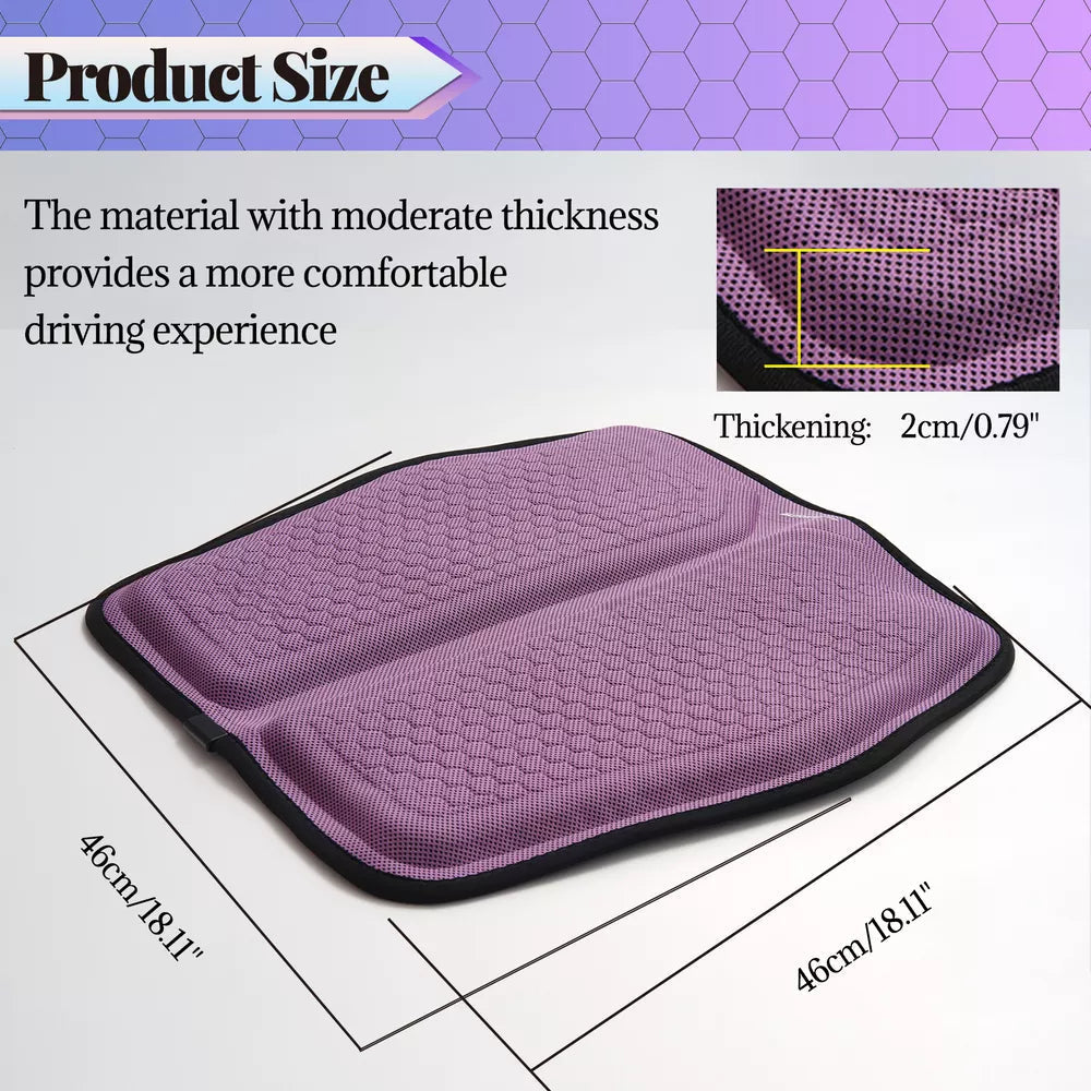 Car Seat Cushion with Breathable Cool Gel - Universal and Multifunctional, Provides Pressure Relief for Back and Tailbone Pain