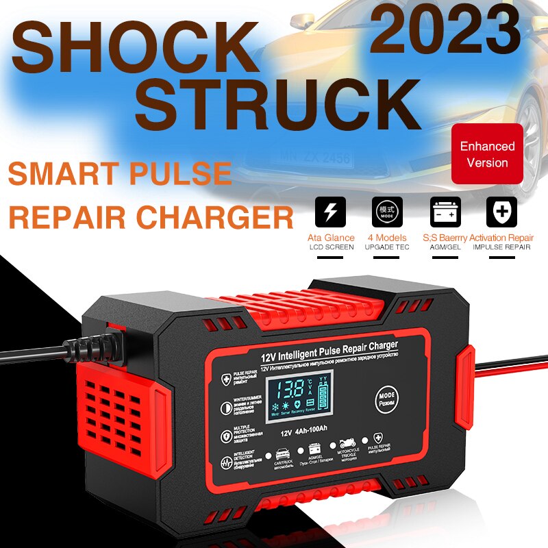 Car Battery Charger 12v 6a Pulse Repair LCD Display