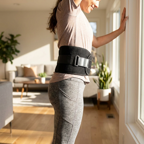 Sciatic Nerve Brace worn in everyday lifestyle setting