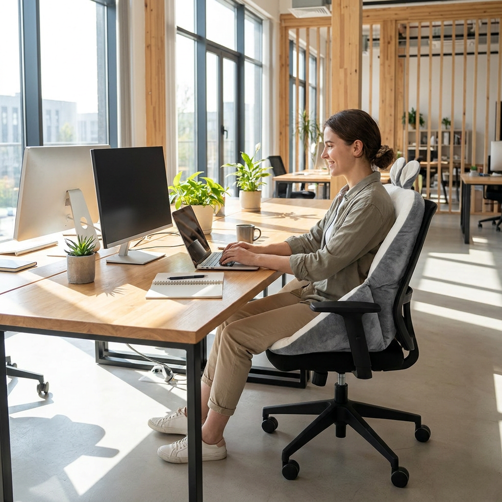 Coccyx Pain Relief Cushion in use on an office chair