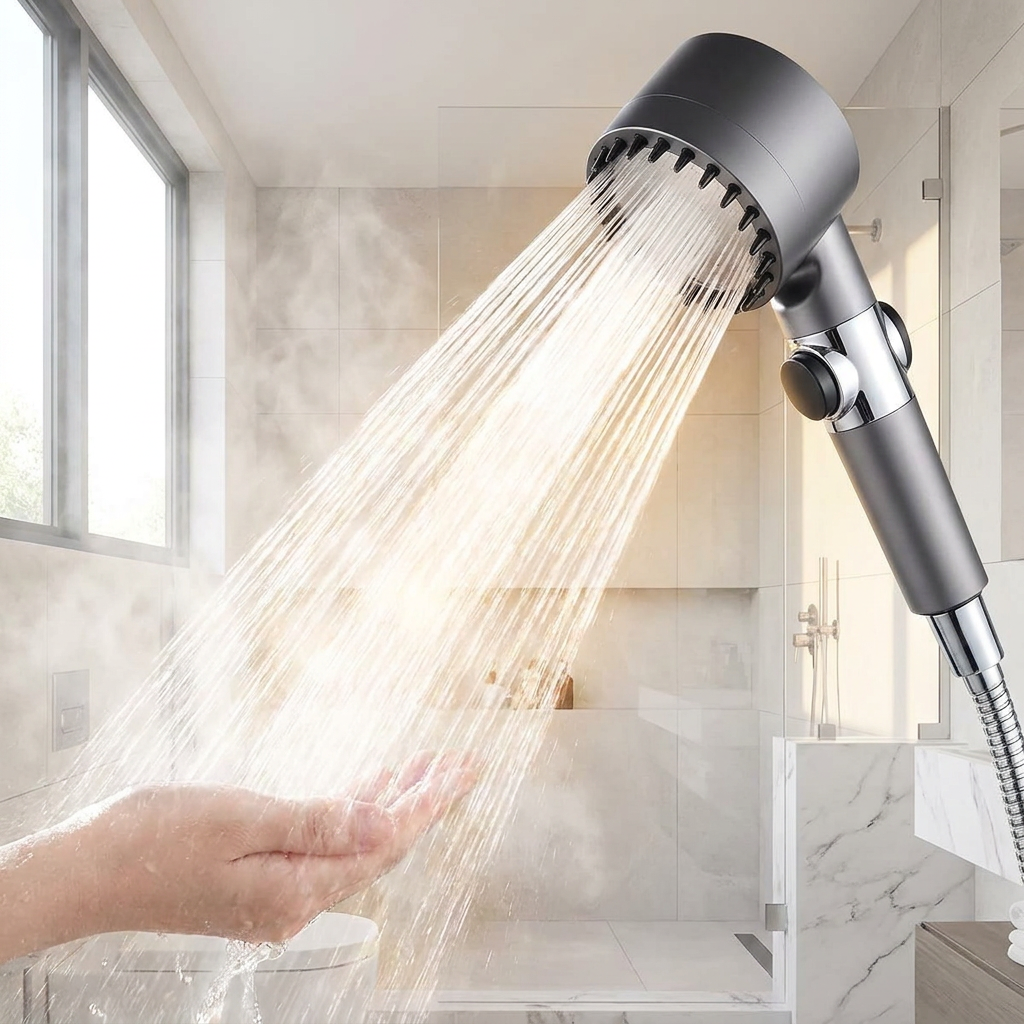 High Pressure Showerhead installed in a modern bathroom