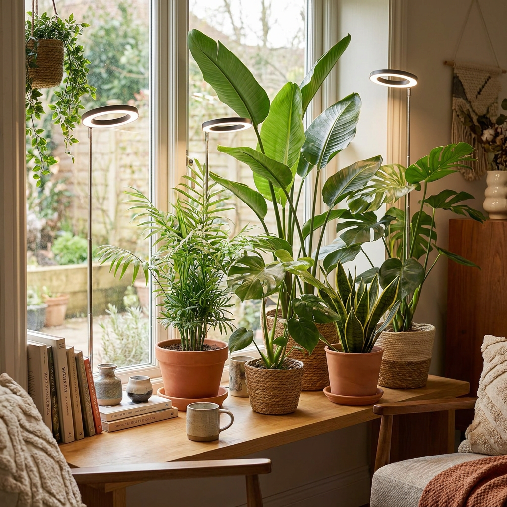 Grow Light above indoor plants