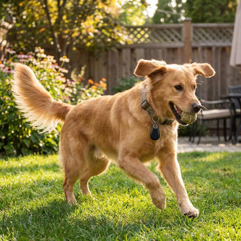 Pet GPS Tracker on a dog's collar