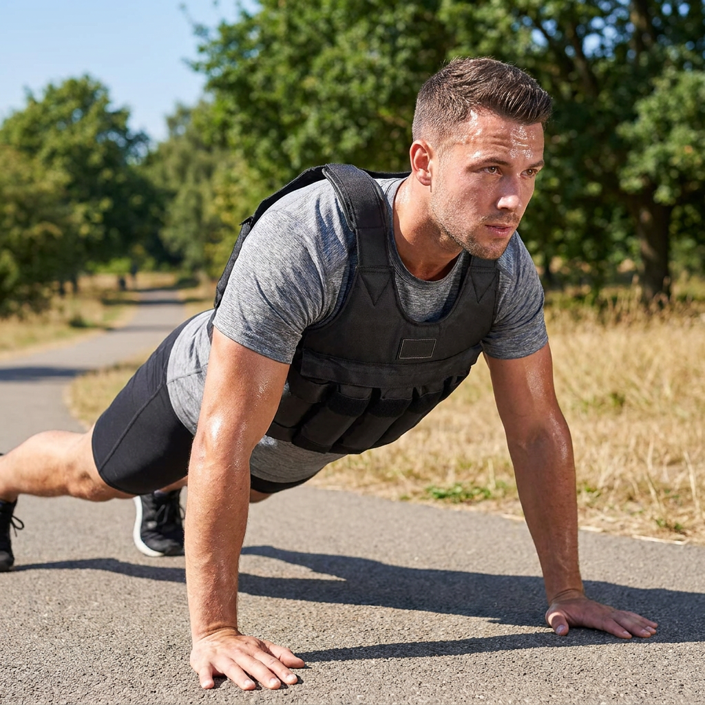 Weighted Vest worn during an outdoor workout