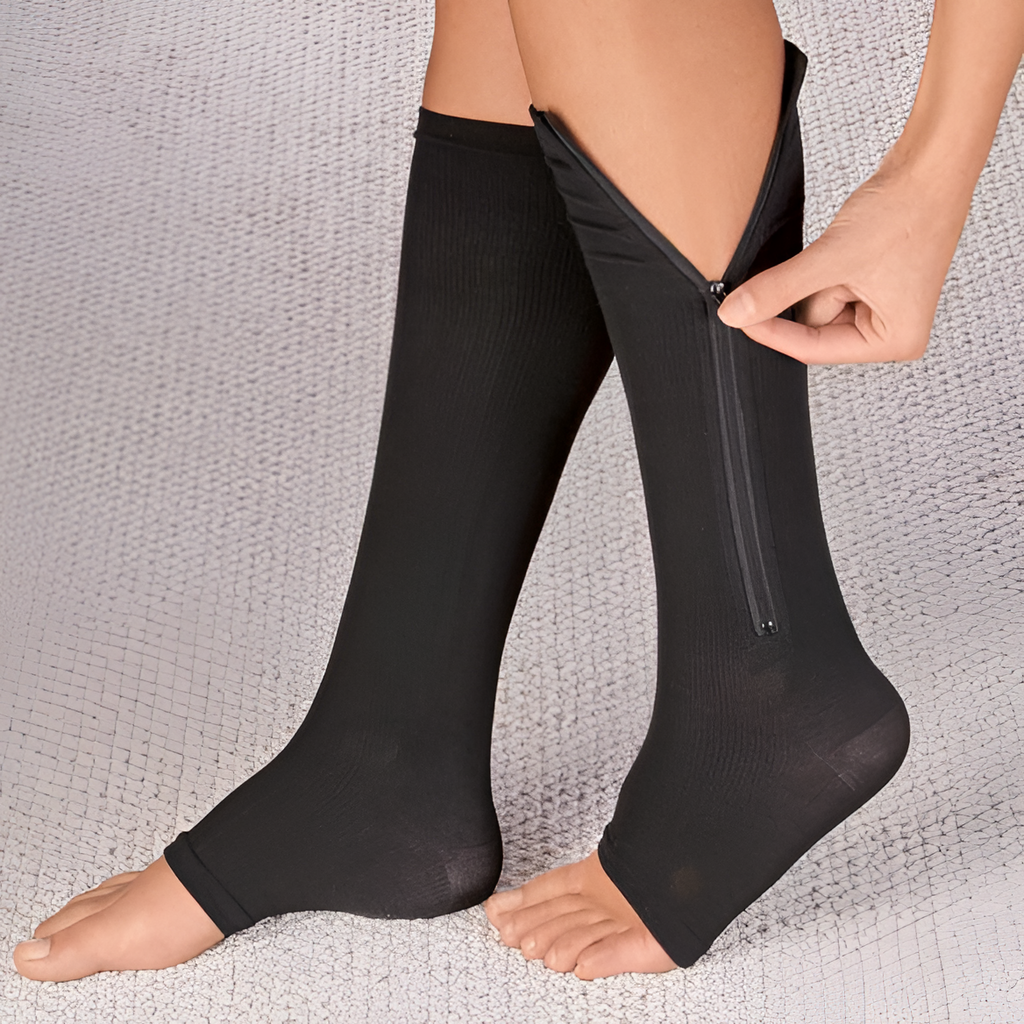 Zippered Compression Socks Support Stockings 20-30 mmHg