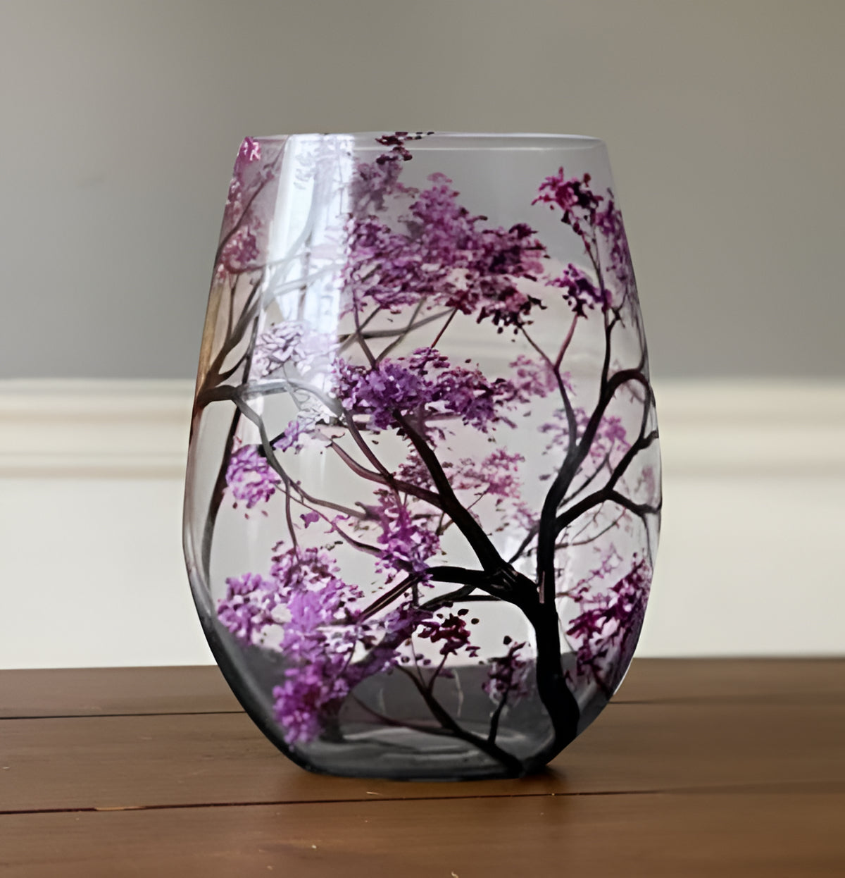 Four Seasons Tree Wine Glasses – Hand Painted Art